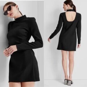 Future Collective mock turtle open back black dress sz S